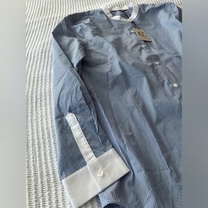 Chantelle Tugatt Blair Contrast Collar and Cuff Stripe Shirt Size 16